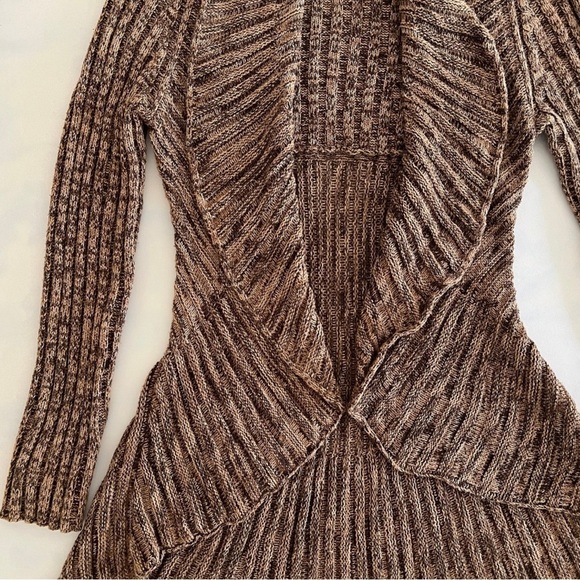 Apt 9 Brown Knit Shawl Long Sleeve Cardigan Sweater - Picture 2 of 6